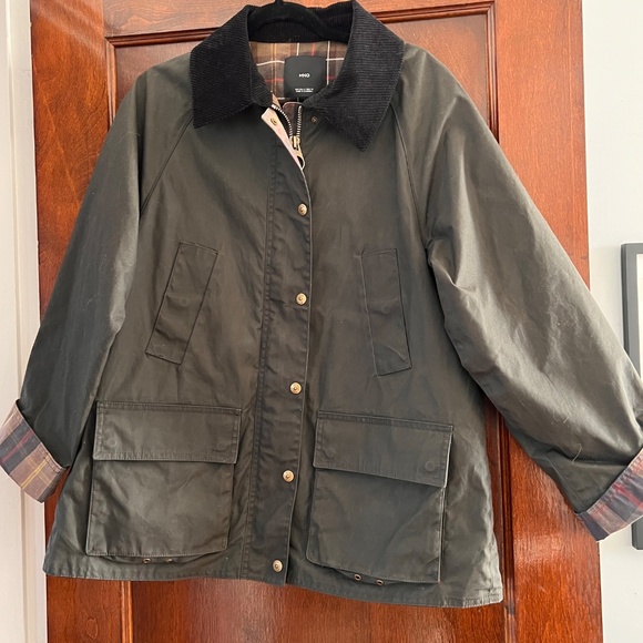 Mango Corduroy Collar Waxed Effect Oversize Barn Jacket - S - Picture 4 of 5